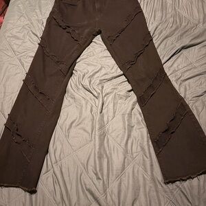 Distressed Black stacked jeans